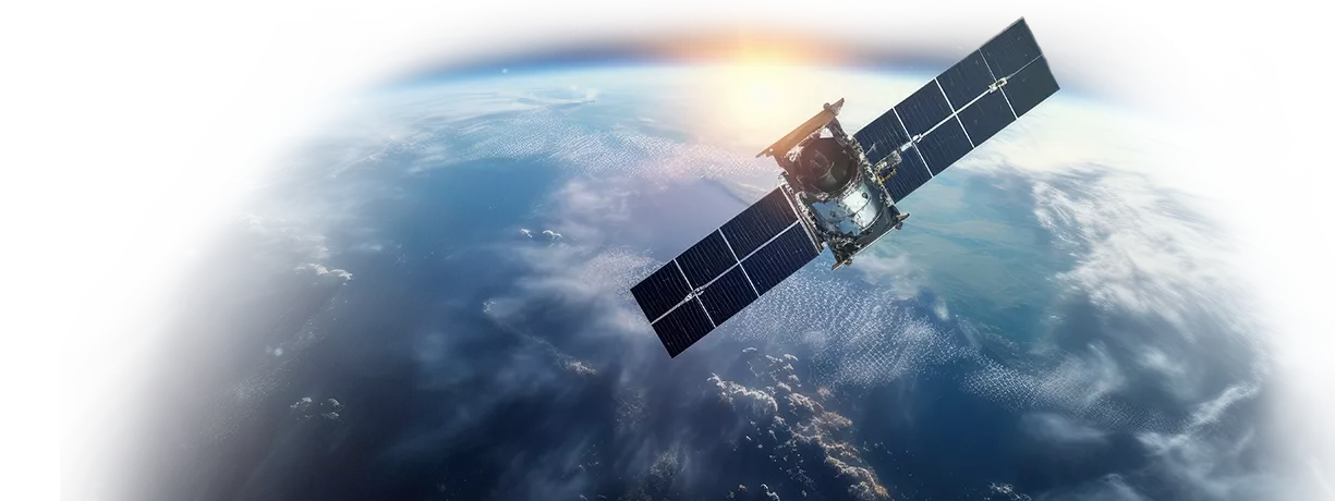Ansicht eines Sateliten über der Erde als Sinnbild für das Thema Navigation mit GNSS